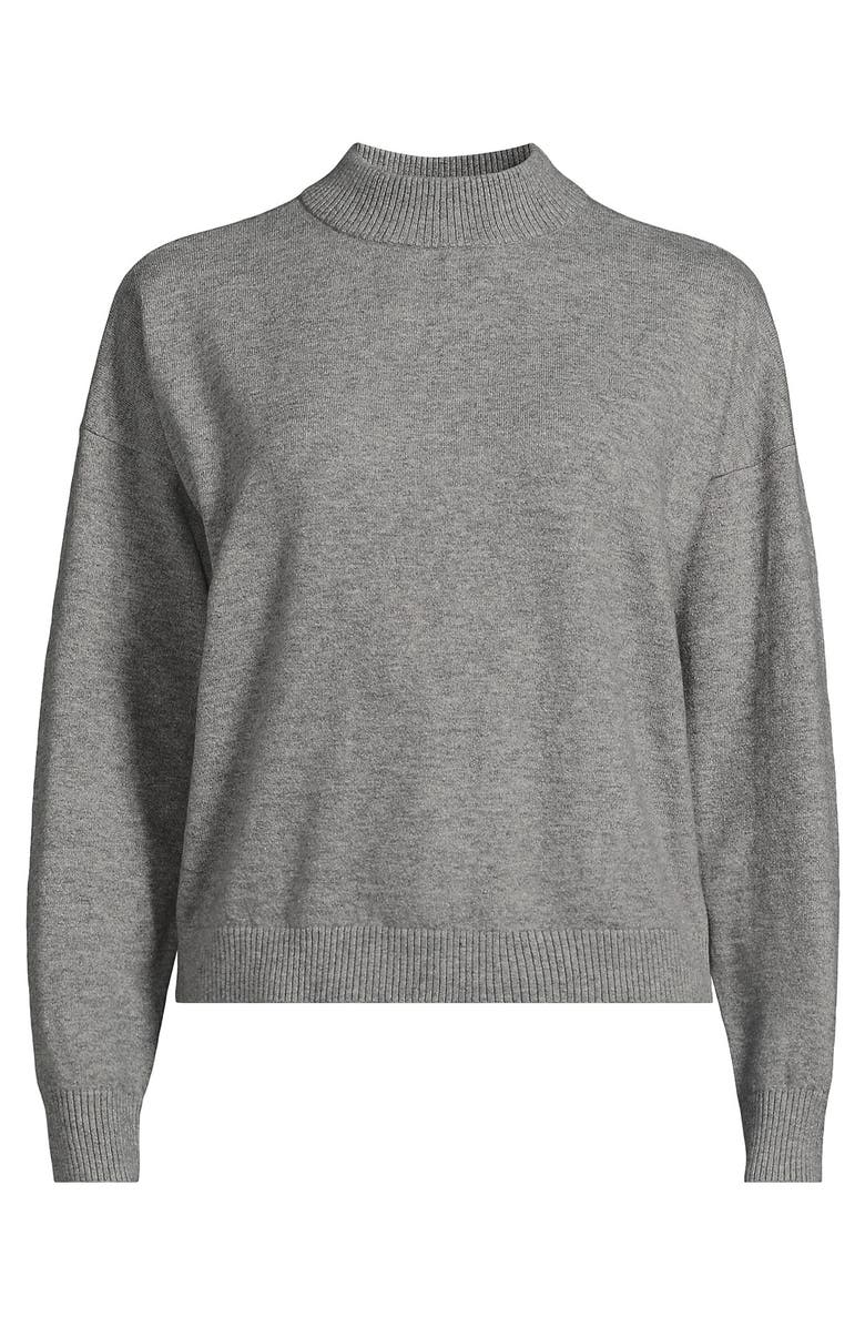 Lands' End CashTouch Drop Shoulder Mock Neck Sweater, Alternate, color, Gray Heather
