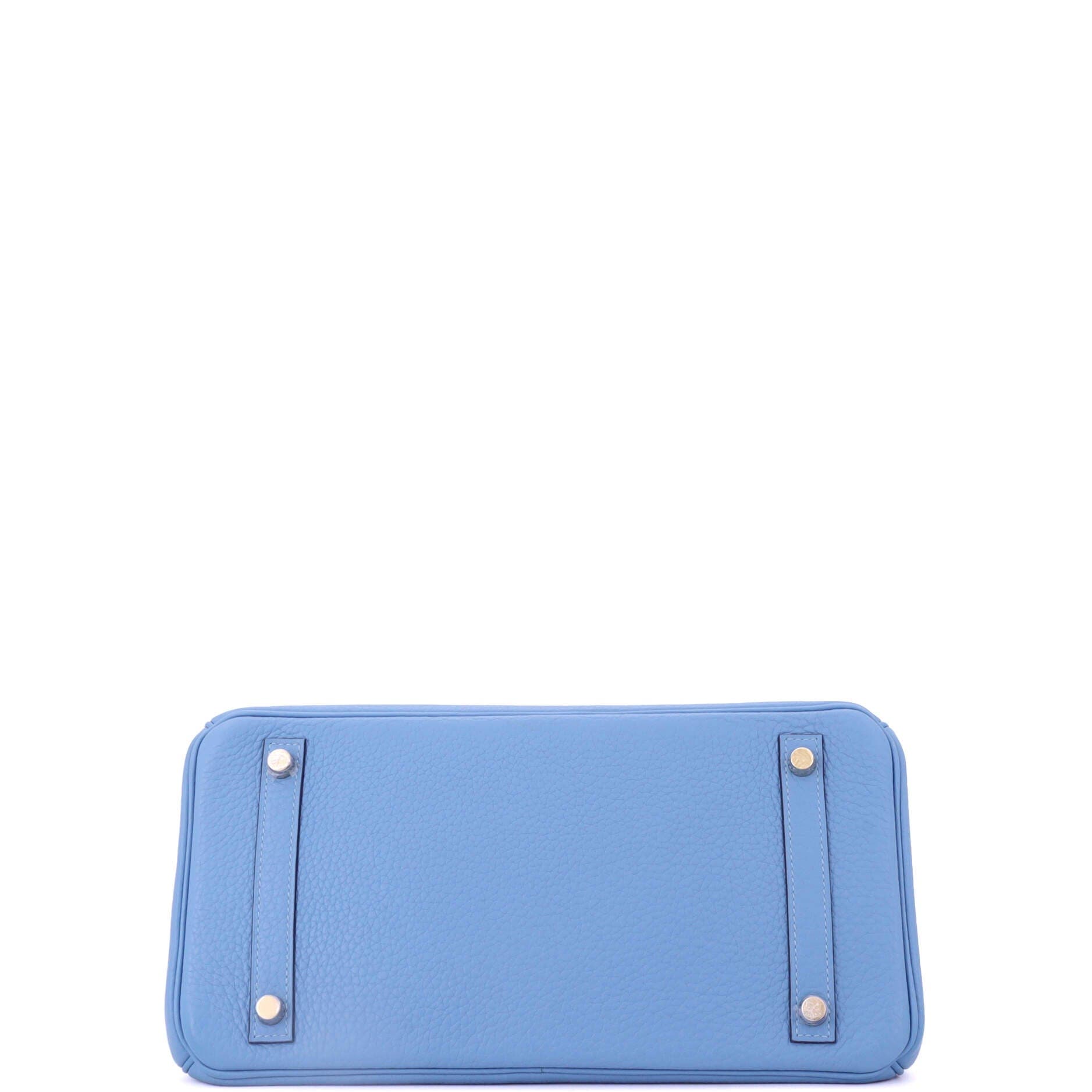 Pre-Owned Hermes Birkin Handbag Blue Clemence with Gold Hardware 30, Alternate, color, 