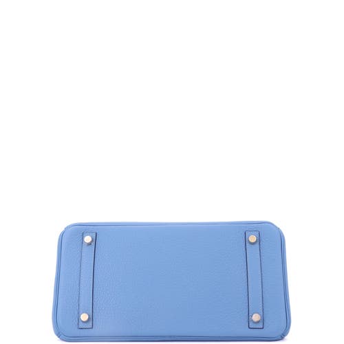 Pre-owned Hermes  Hermes Birkin Handbag Blue Clemence With Gold Hardware 30