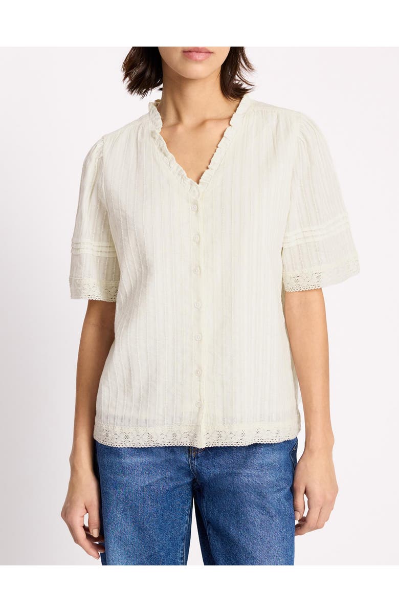 Albaray Pintuck Sleeve Button Through Top, Alternate, color, Cream