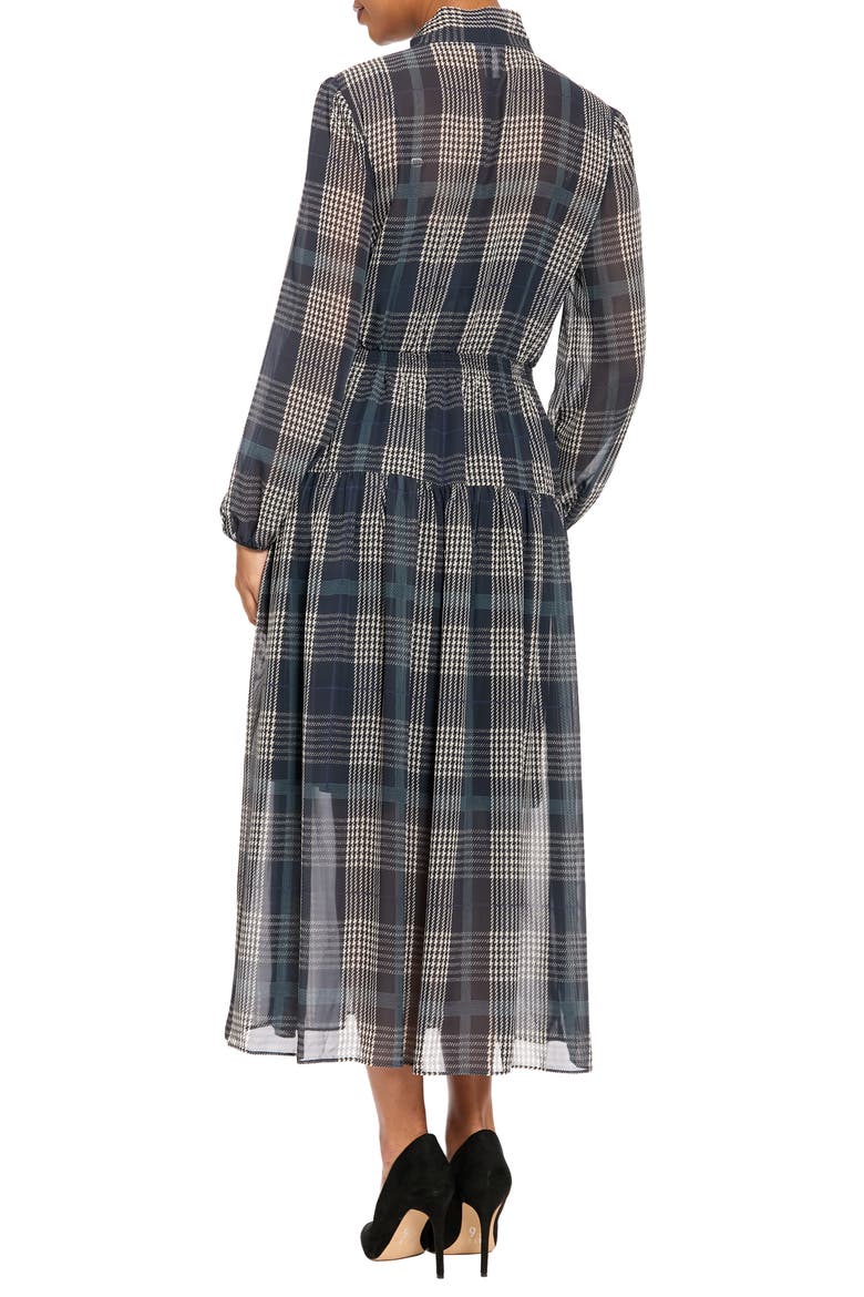 Tie Neck Long Sleeve Chiffon Maxi Dress, Alternate, color, BLUE/IVORY