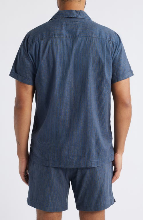 Rails Atlas Stripe Linen Blend Camp Shirt In Blue
