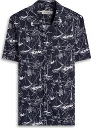 Bugatchi Jackson Marina Print Stretch Cotton Camp Shirt