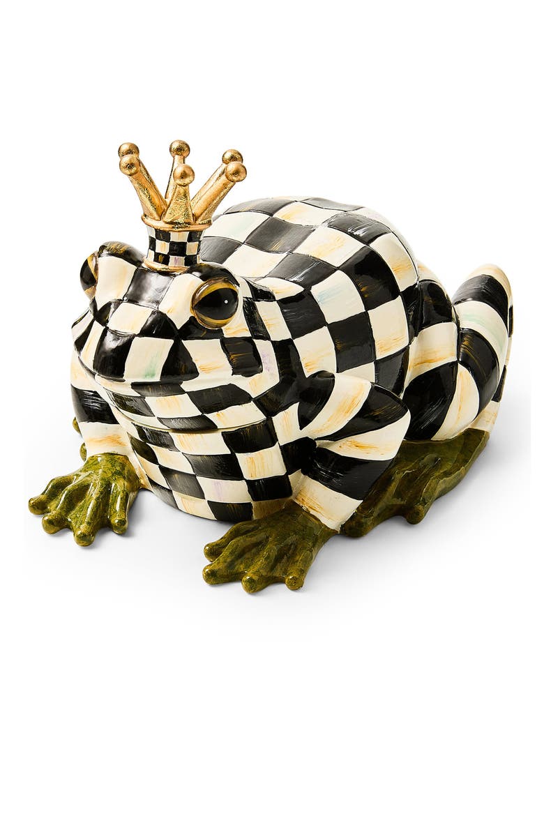 Courtly Check Frog Hide-a-Key, Main, color, BLACK