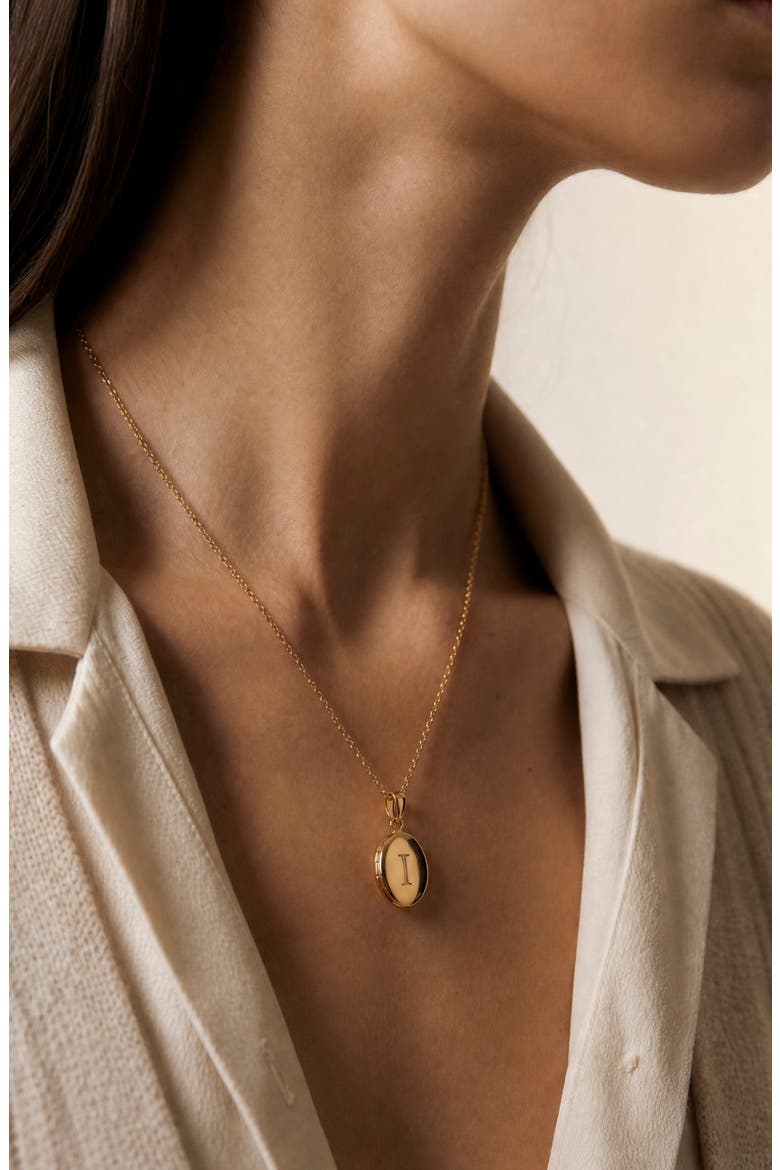 Initial Oval Locket Necklace, Alternate, color, GOLD I