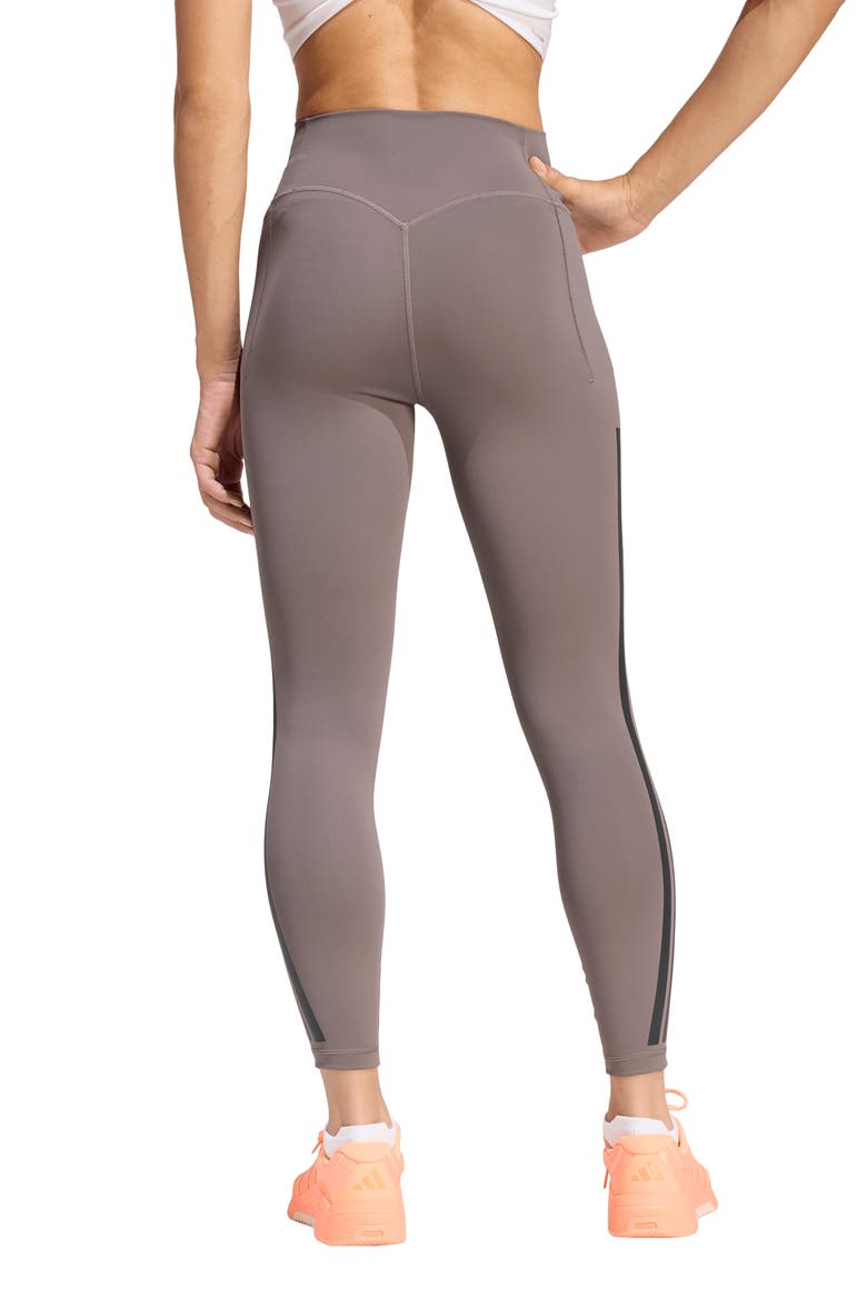 Optime Workout 3-Stripes Climacool 7/8 Leggings, Alternate, color, CHARCOAL