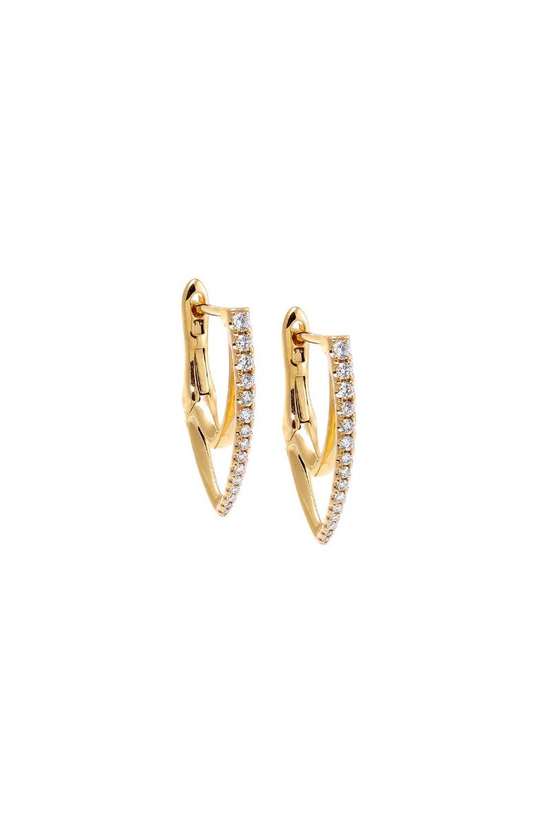 BY ADINA EDEN Diamond Pave Double V Huggie Earring 14K, Main, color, 14K Gold