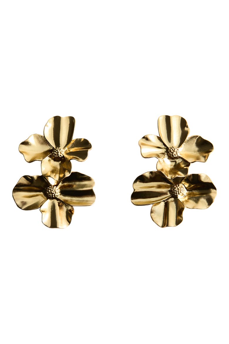 Flower Drop Earrings, Main, color, GOLD