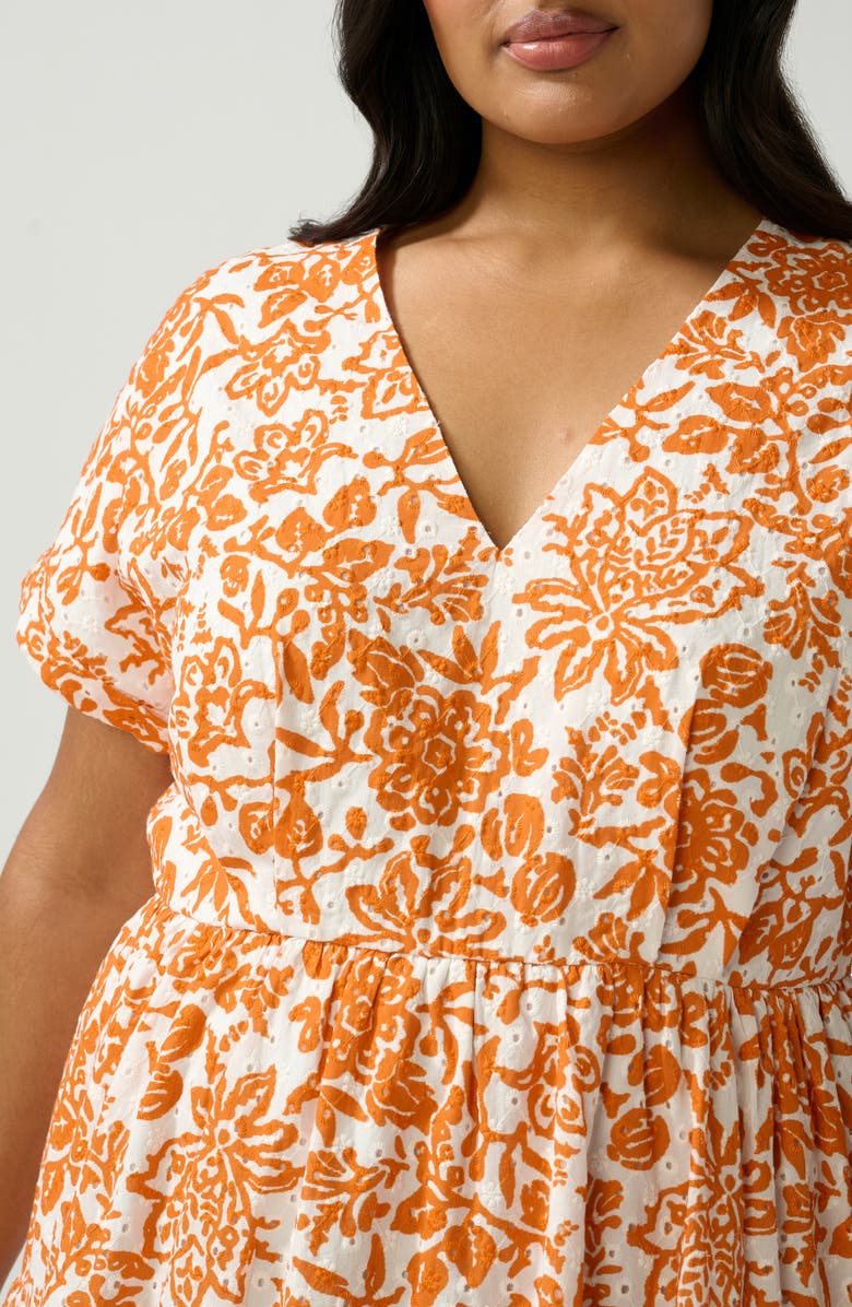 Estelle Cote Dazur Embroidered Midi Dress, Alternate, color, Milk/ Mango