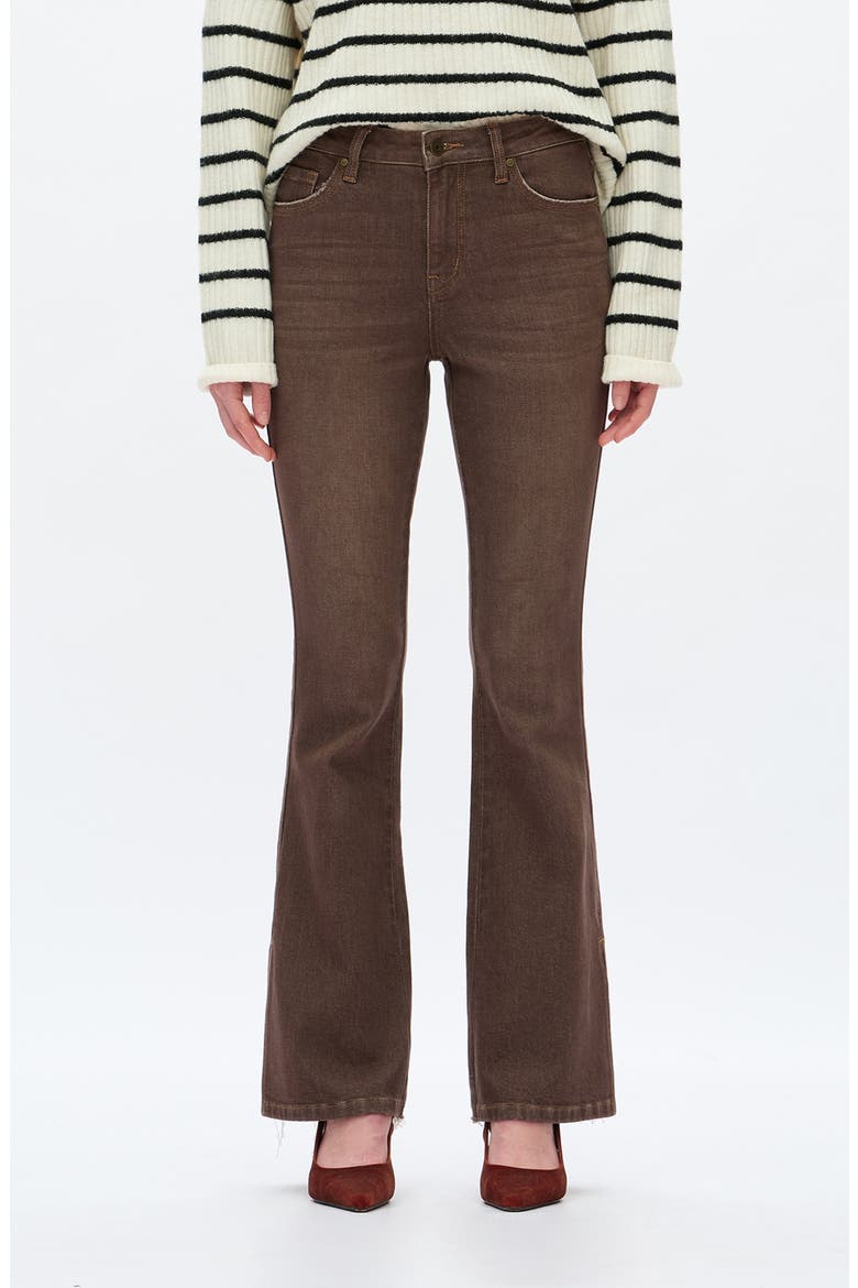 High Waist Flare Jeans, Main, color, DARK KHAKI