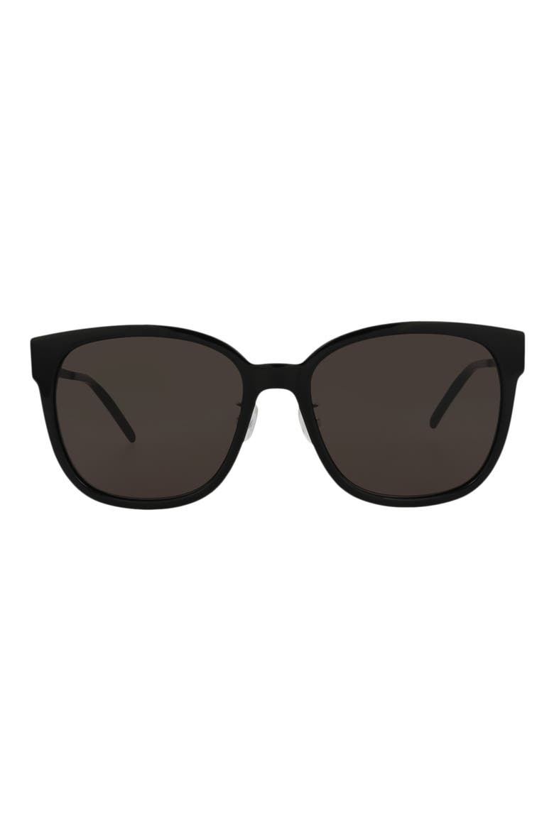 57mm Square Sunglasses, Main, color, BLACK BLACK BLACK