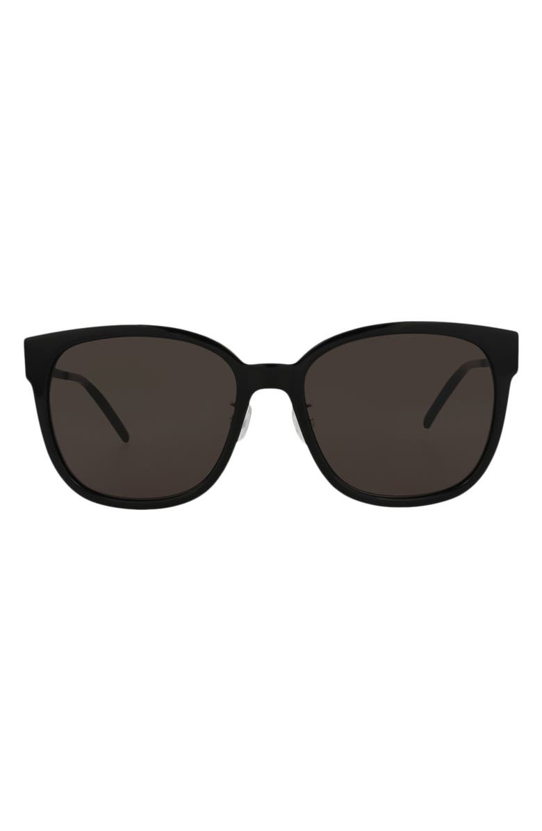 Saint Laurent 57mm Square Sunglasses, Main, color, Black Black Black