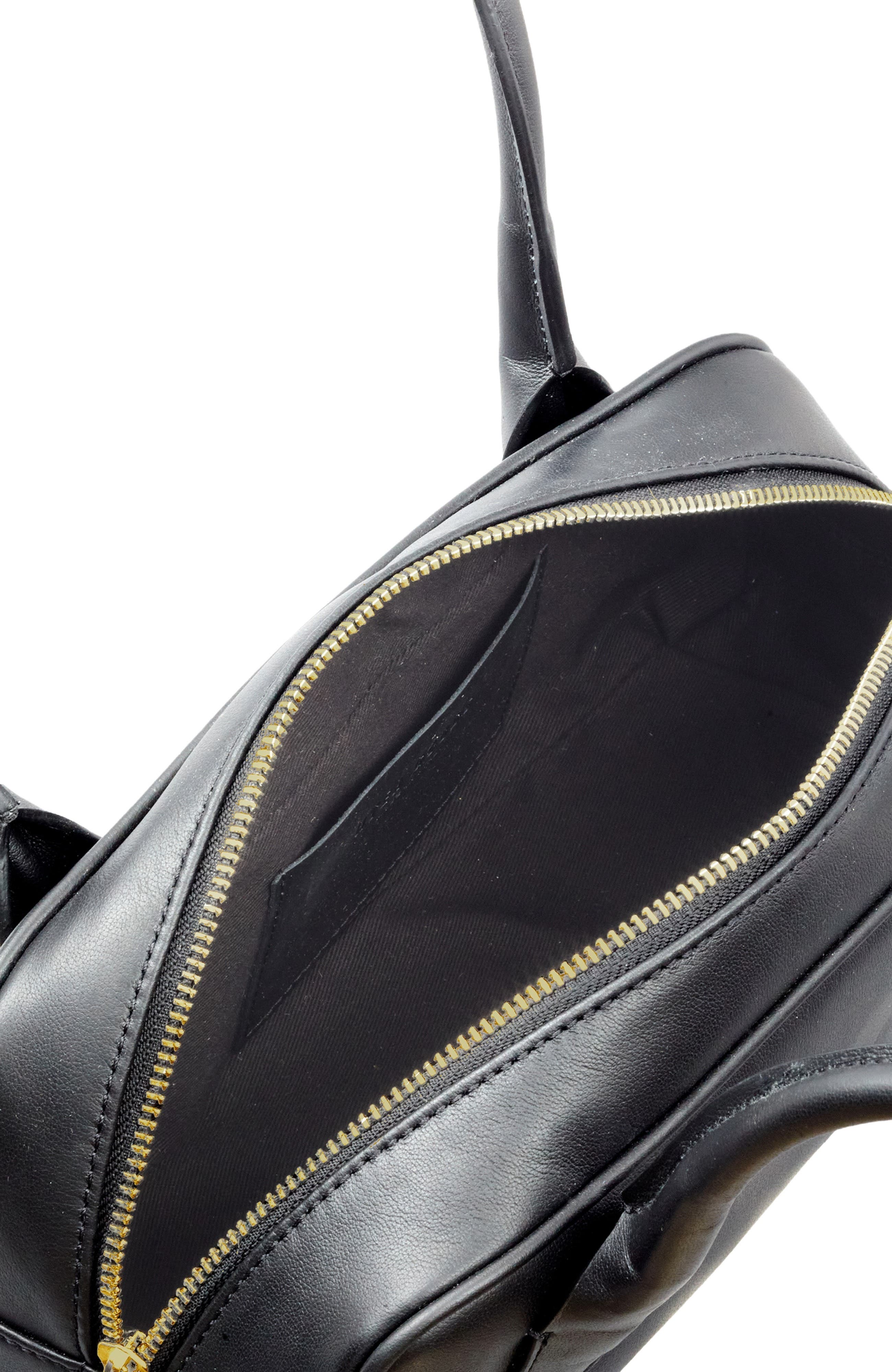 HYER GOODS Mini La Strada Leather East West Bag, Alternate, color, Black/Gold