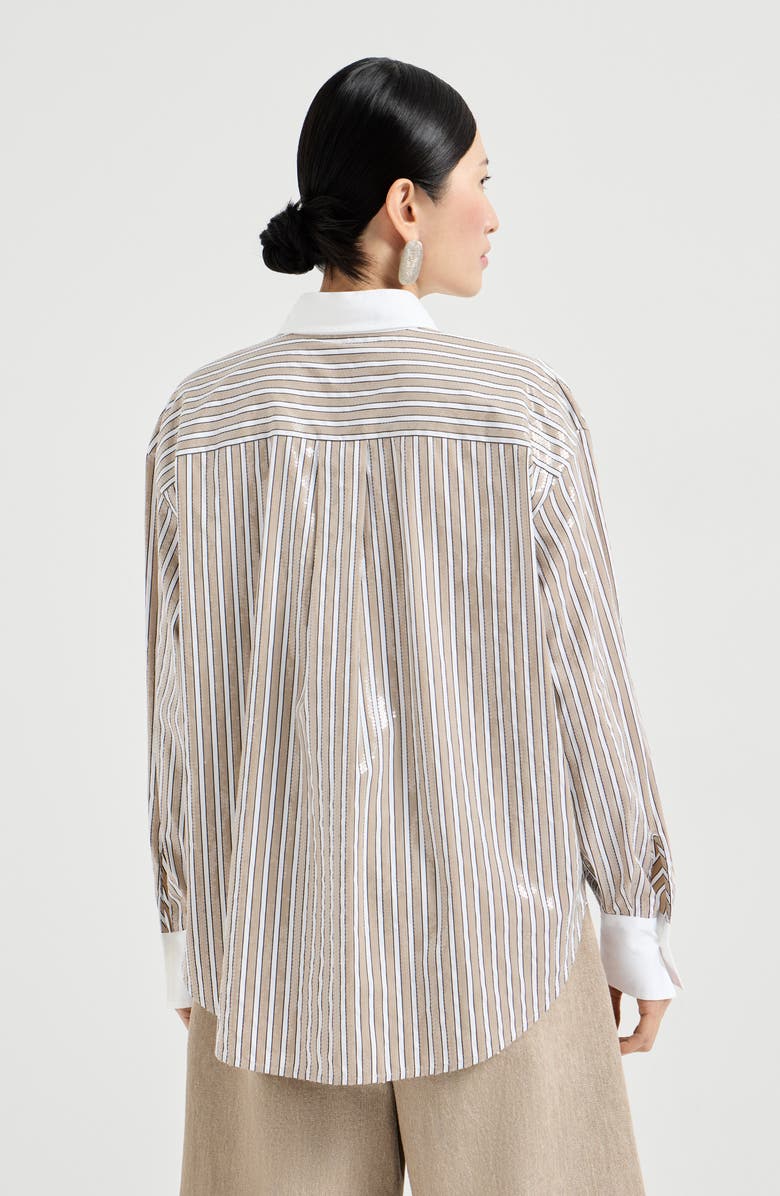 Brunello Cucinelli Dazzling stripes shirt, Alternate, color, Beige