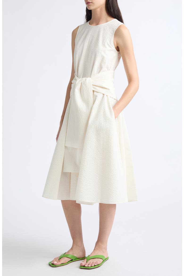 Cloque Cotton Seersucker Fit & Flare Dress, Alternate, color, IVORY