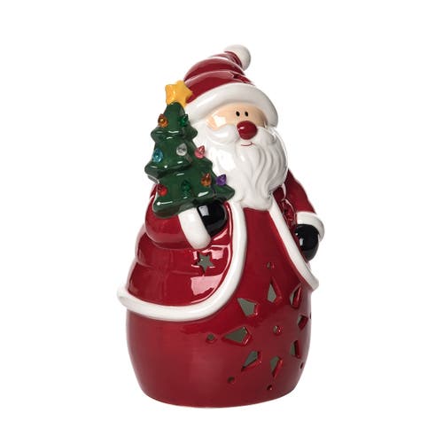 Transpac Multicolor Light Up Santa Tree Ceramic Decorative Figurine In Multi