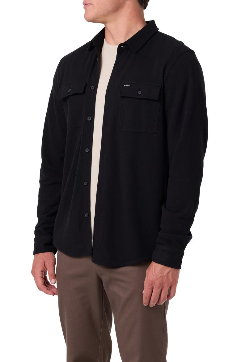 Sutton Solid Stretch Flannel Button-Up Shirt, Alternate, color, BLACK