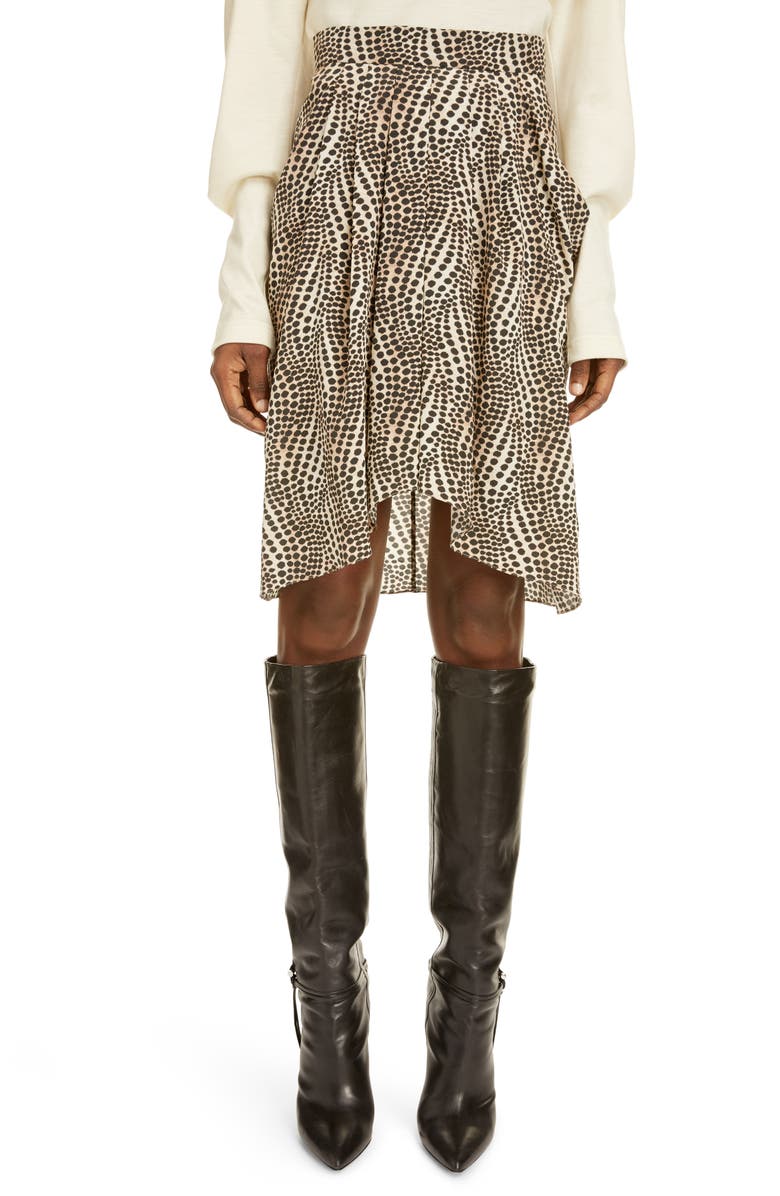 Isabel Marant Igina Dot Print Stretch Silk Skirt, Main, color, 