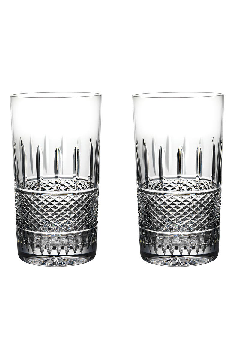 Waterford Irish Lace Set of 2 Lead Crystal Highball Glasses, Main, color,