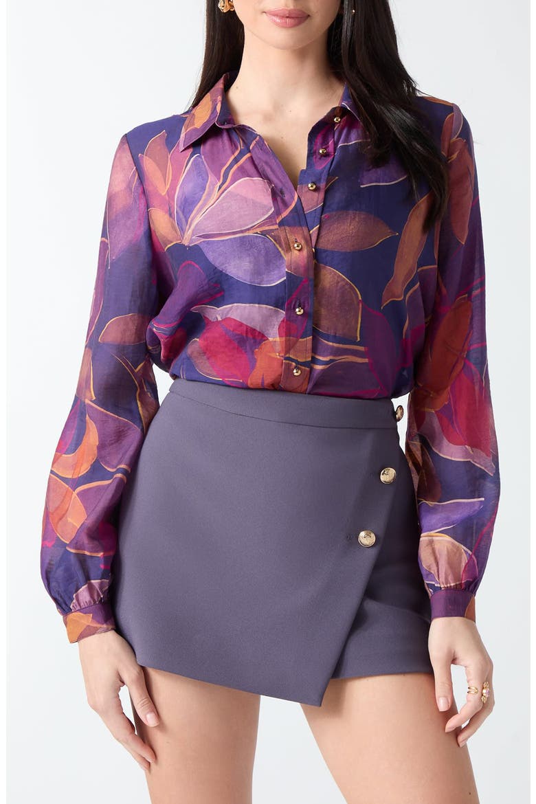 Autumn Printed Tencel Lyocell Shirt, Main, color, BLUE PRINT MULTI WILDFLOWER