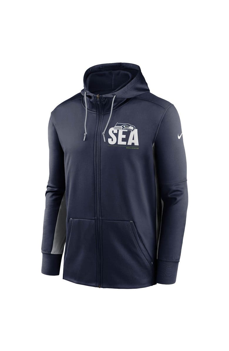 Nike Men's Nike College Navy/Gray Seattle Seahawks Mascot Performance Full-Zip Hoodie, Alternate, color,