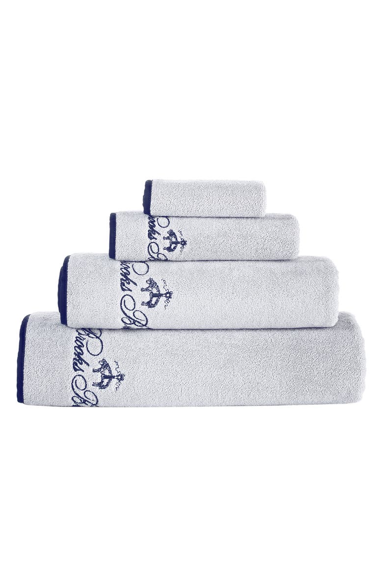 Brooks Brothers Four-Piece Contrast Frame Cotton Washcloth Set, Alternate, color, Silver