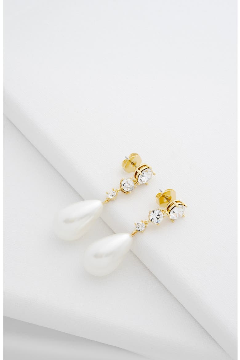 Pearsti Faux Pearl Drop Earrings, Alternate, color, GOLD TONE WHITE CLEAR CRYSTAL