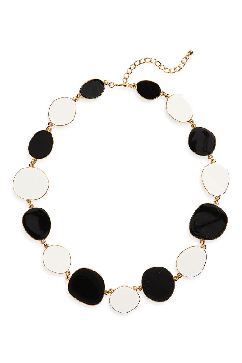 Enamel Disc Necklace, Main, color, BLACK/ WHITE