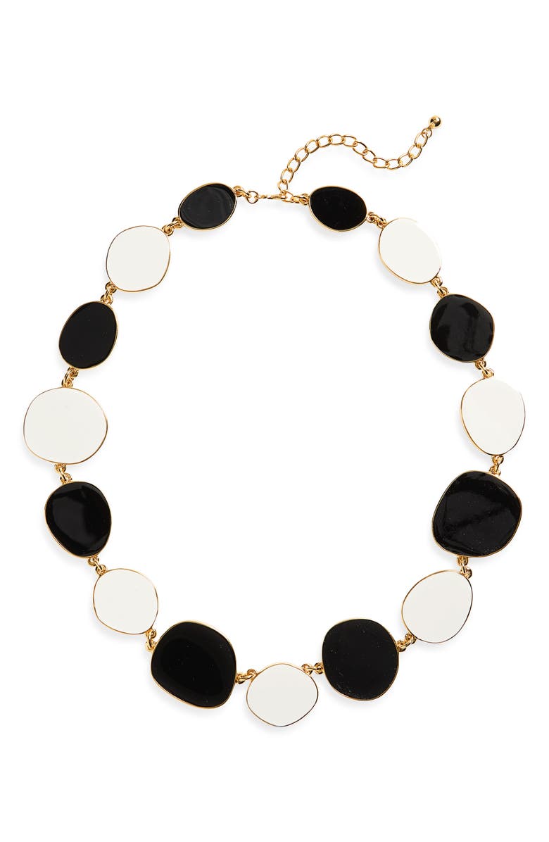 Kenneth Jay Lane Enamel Disc Necklace, Main, color, Black/ White