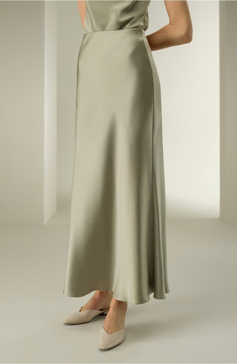 Lilysilk Women's Double-Faced Silk Charmeuse Maxi Skirt, Alternate, color, Artichoke