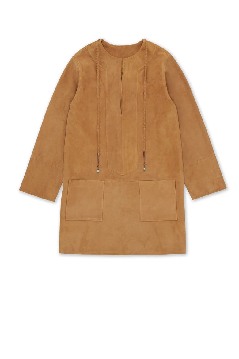 Chamois Leather Short Dress, Main, color, Camel