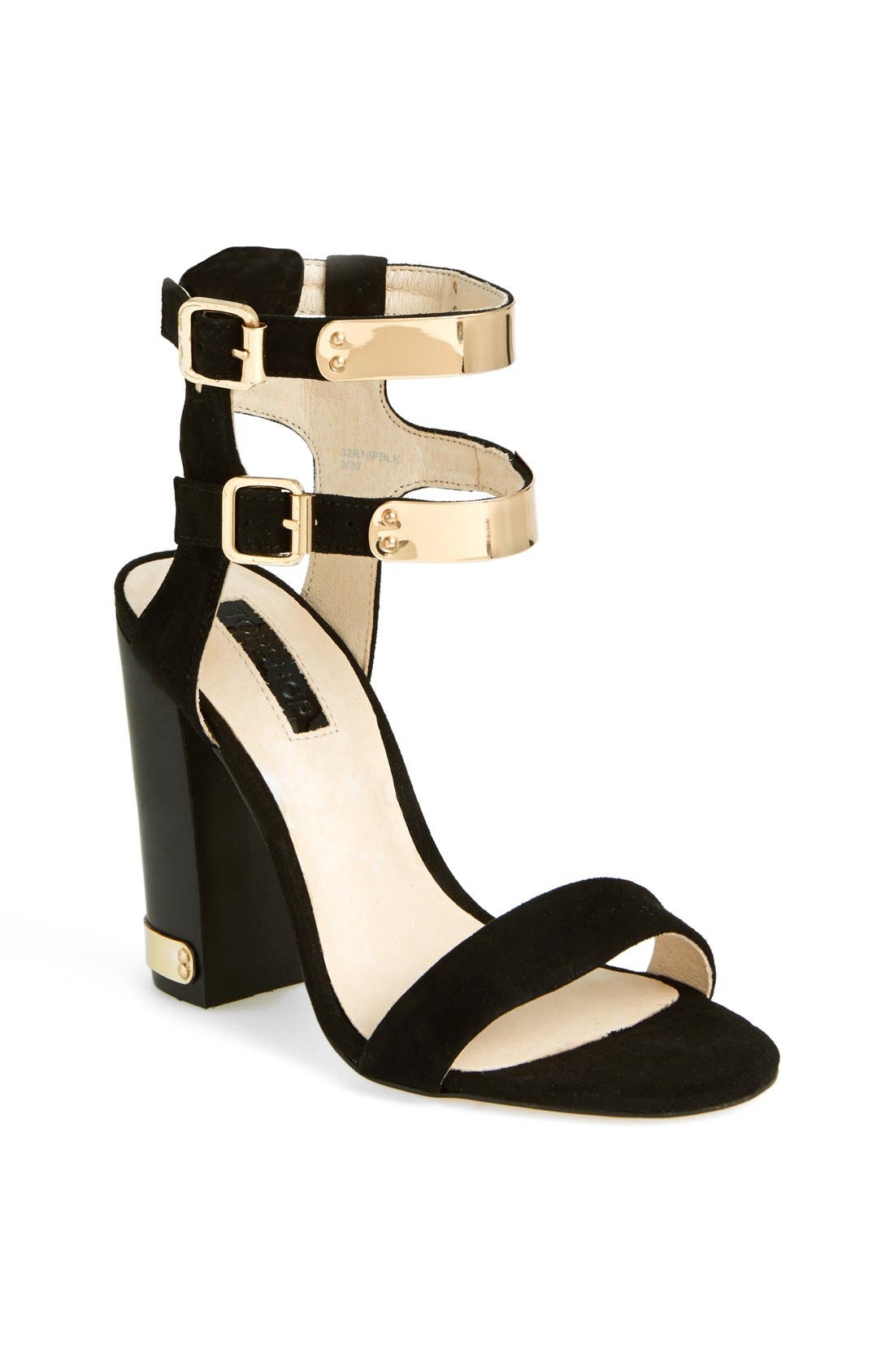 'Rodeo' Double Strap Sandal, Main, color, BLACK