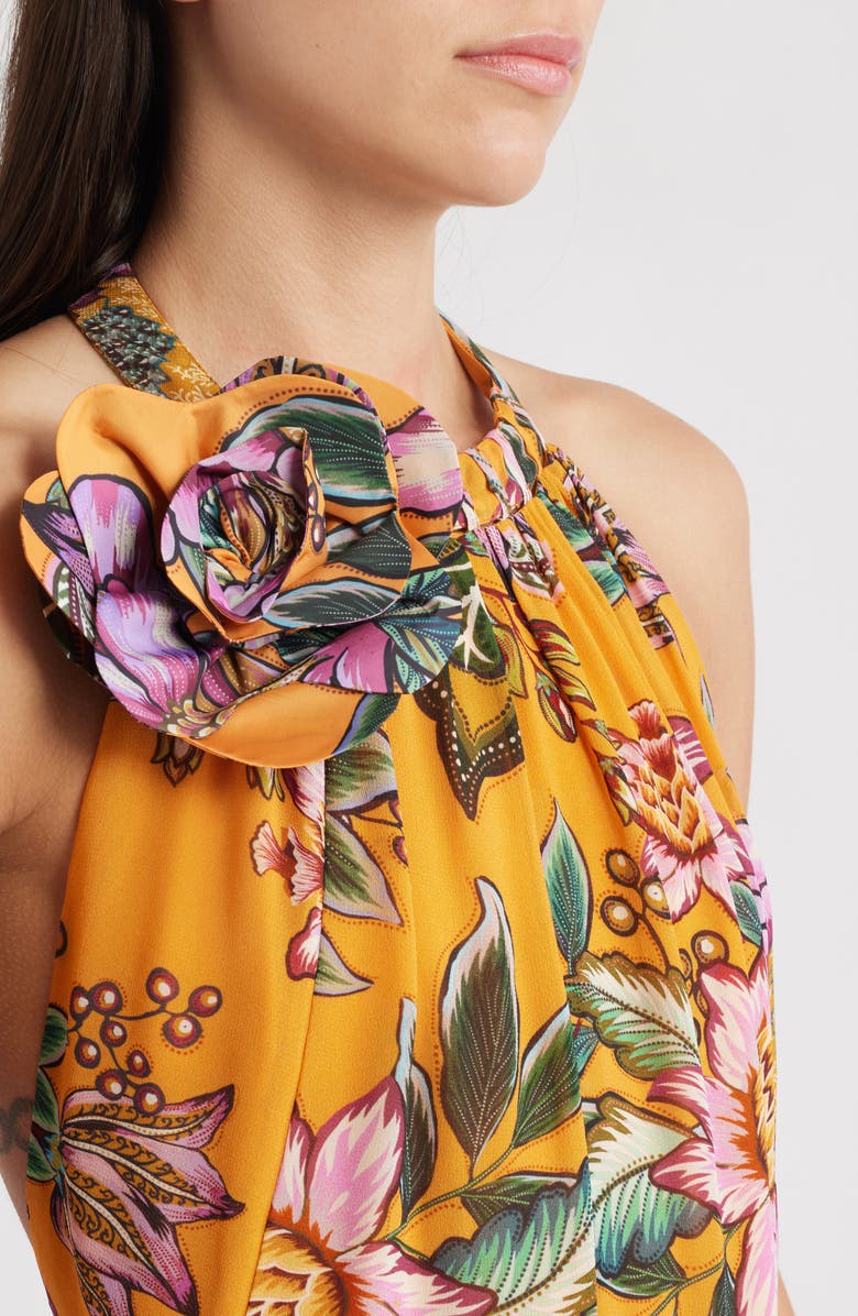 FARM Rio Wonderful Bouquet Halter Maxi Dress, Alternate, color, Orange