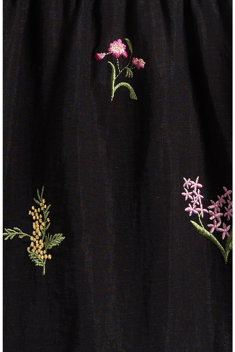 Kids' Embroidered Babydoll Dress with Lace Trim, Alternate, color, BLACK
