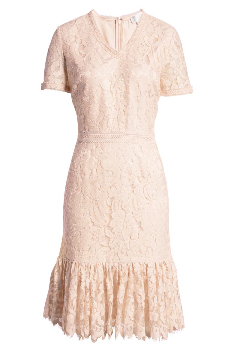 Lace Ruffle Hem Dress, Alternate, color, PINK PARCHMENT