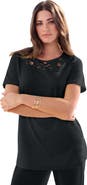 Roaman's Plus Size Eyelet Cutout Tee