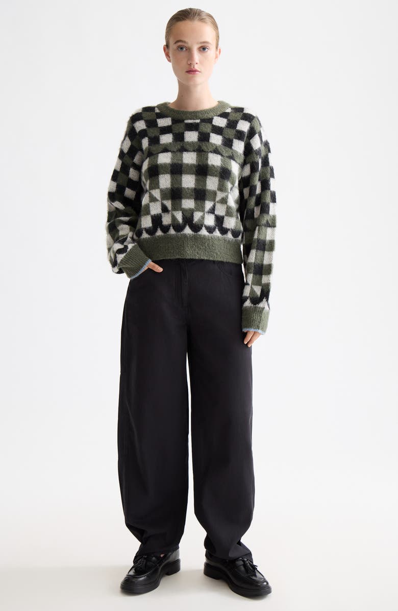 Scotch & Soda Geo Print Crewneck Sweater, Alternate, color, Thyme