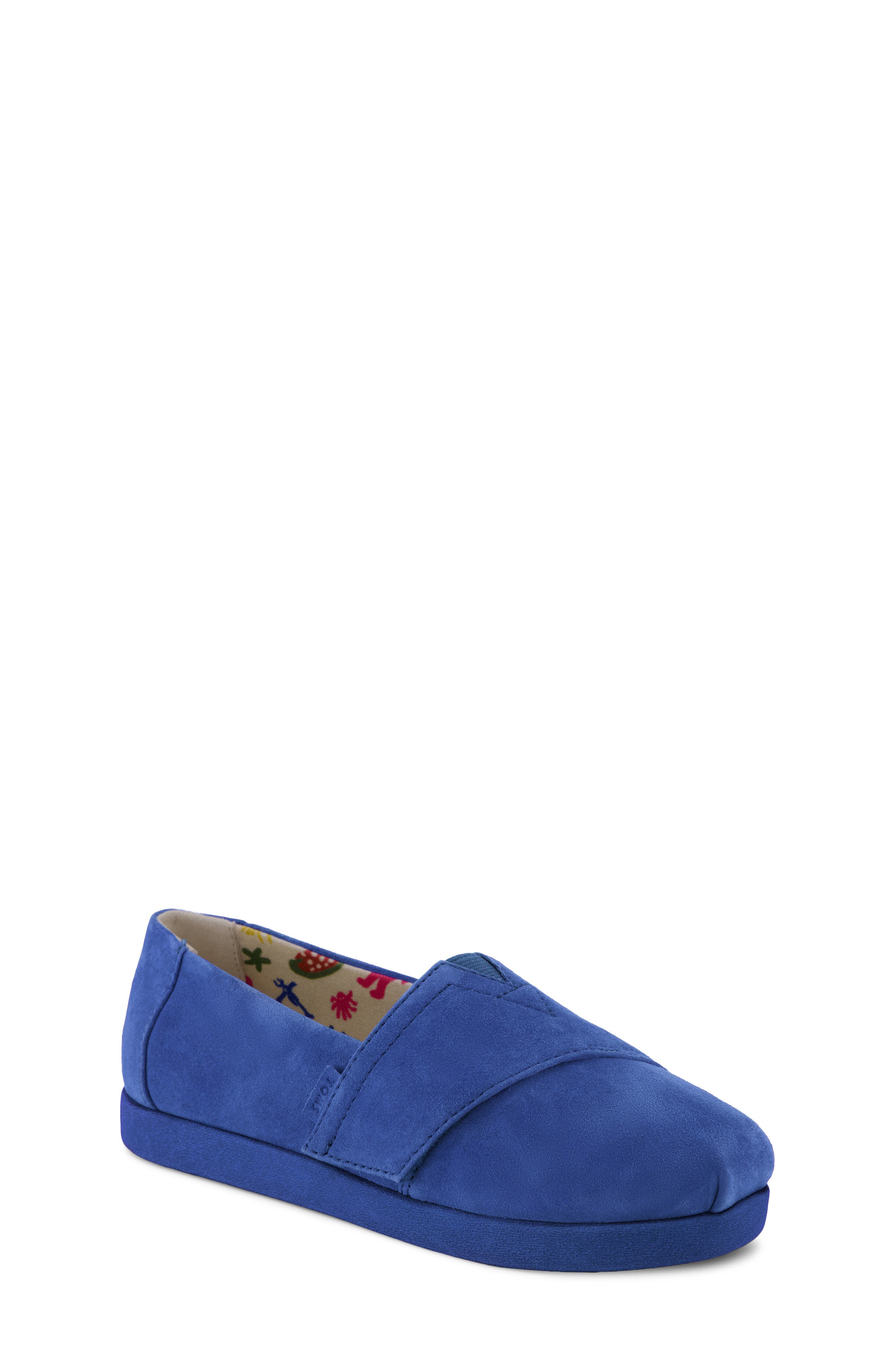 TOMS x Jamie Mizrahi Kids' Alp FWD Water Repellent Suede Slip-On Espadrille, Main, color, Bright Blue