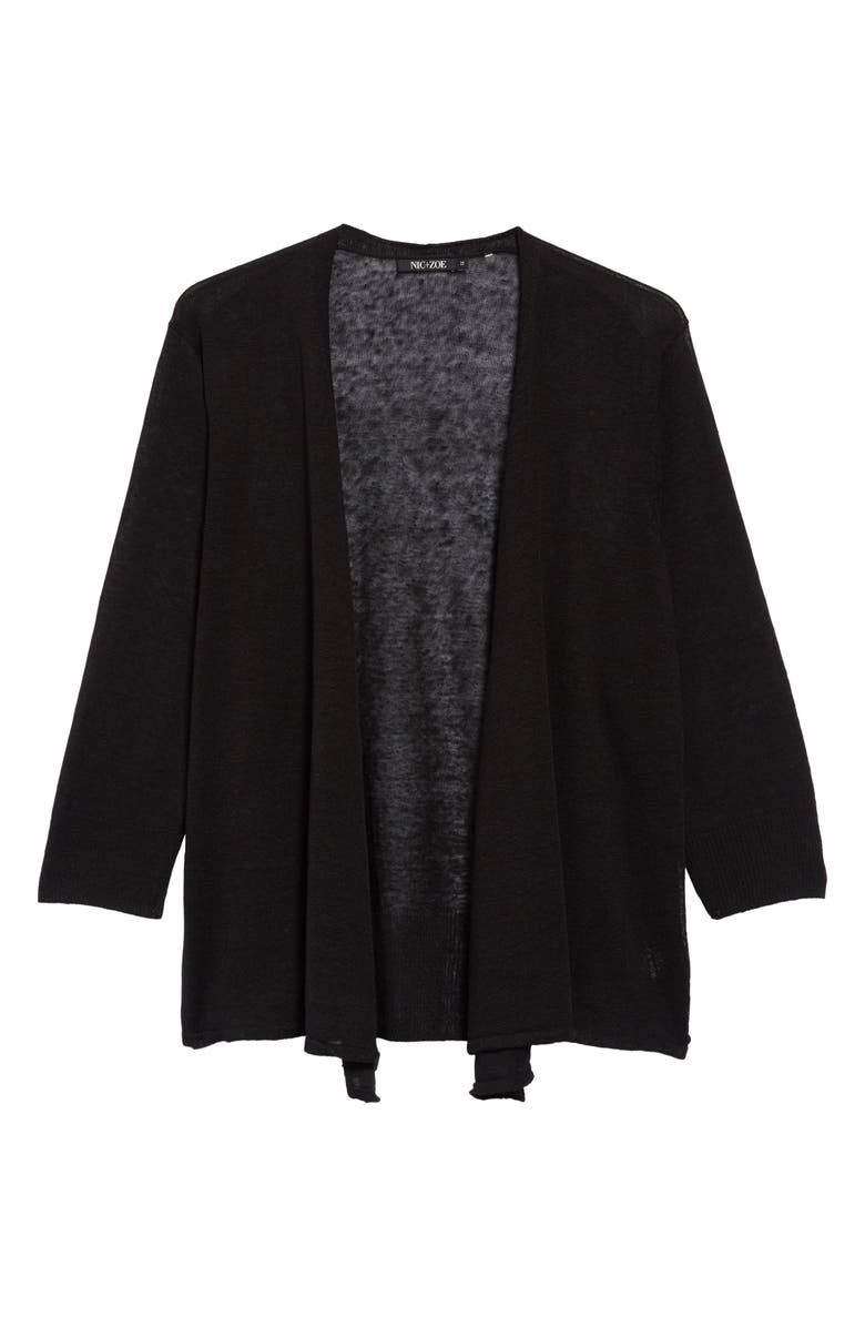 NIC+ZOE '4-Way' Three Quarter Sleeve Convertible Cardigan, Main, color, Black Onyx