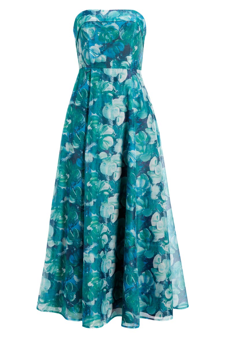 elena strapless organza midi dress Elena Strapless Floral Organza Midi Dress (Women)
