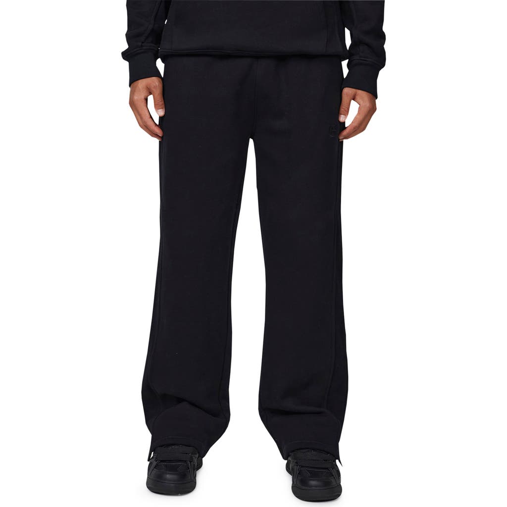 Good For Nothing Ribbed Emblem Split Hem Baggy Jogger In Black