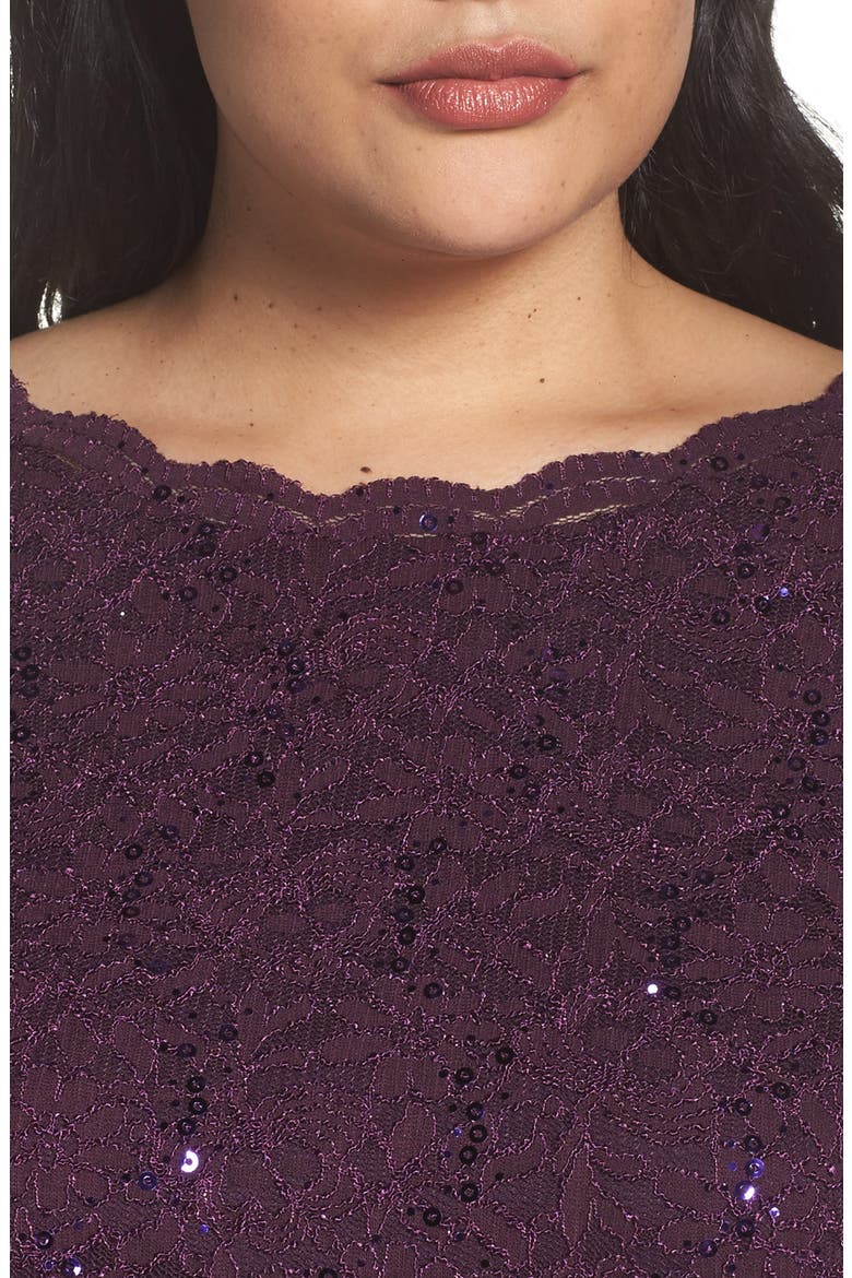 Mock Two-Piece A-Line Gown, Alternate, color, DEEP PLUM