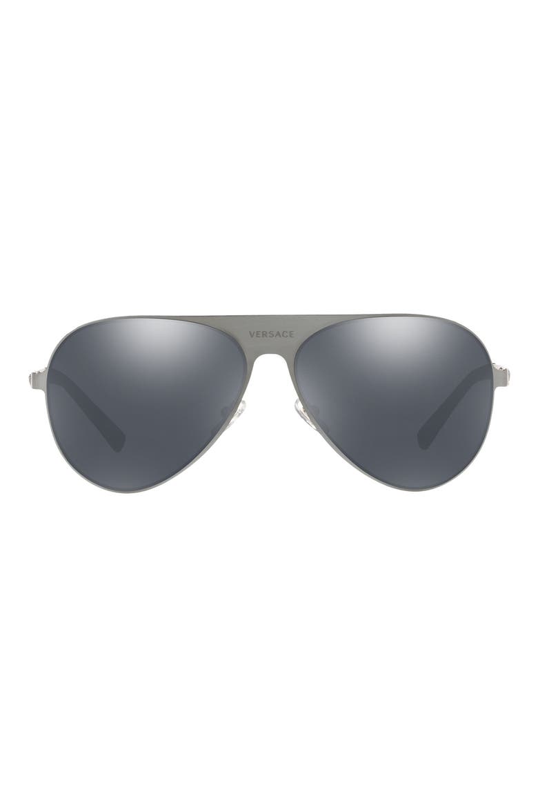 59mm Polarized Aviator Sunglasses, Main, color, BLACK GREY MIRROR/ SILVER