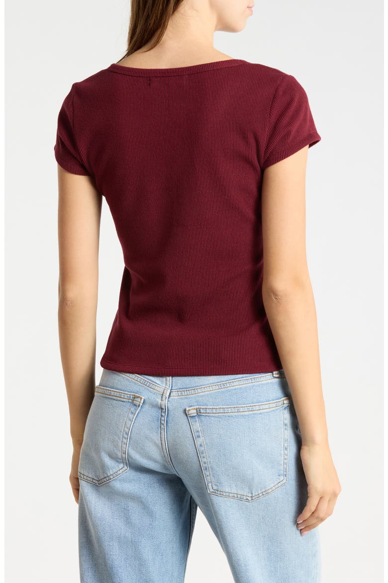 Ribbed Button Front Top, Alternate, color, TAWNY PORT