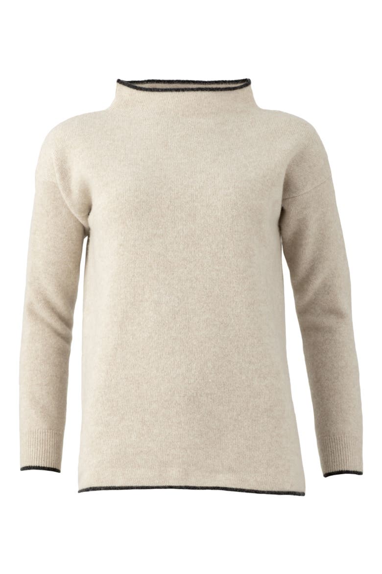 Felted Funnel Neck Sweater, Alternate, color, OATMEAL / CHARCOAL