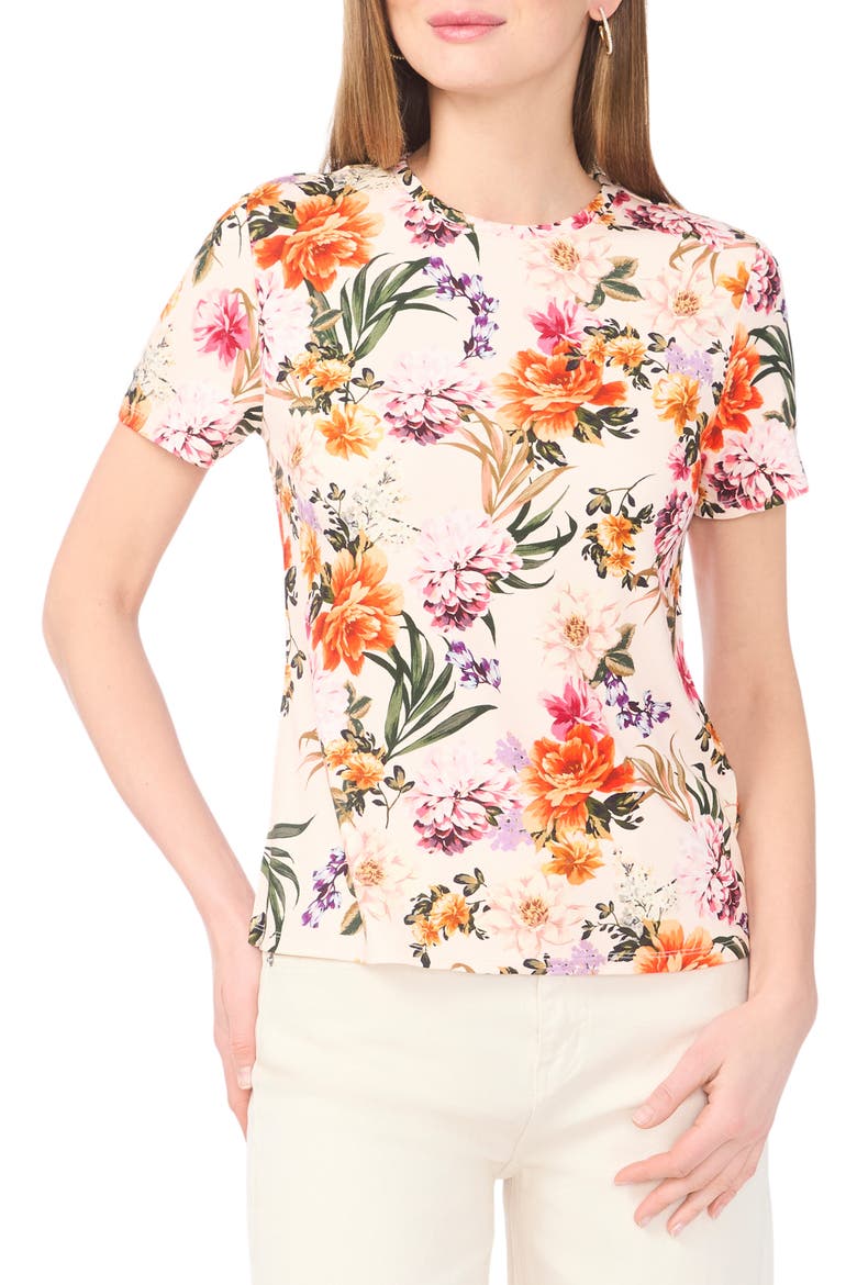 Floral Print T-Shirt, Main, color, PEARL