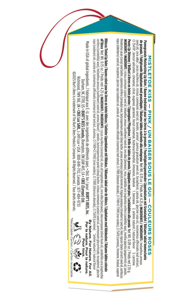 Burt's Bees Mistletoe Kiss Lip Balm & Lip Shimmer Gift Set, Alternate, color, Pink