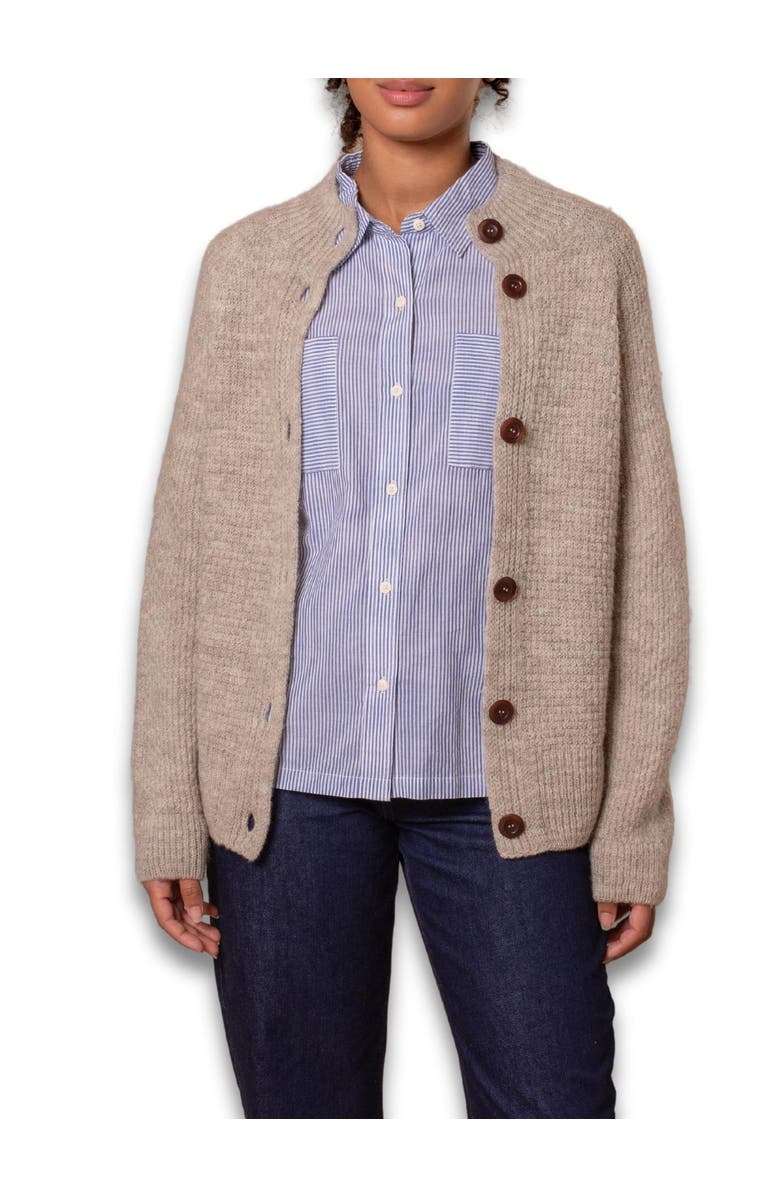 Celtic & Co. British Wool Moss Stitch Cardigan, Alternate, color, Undyed Taupe