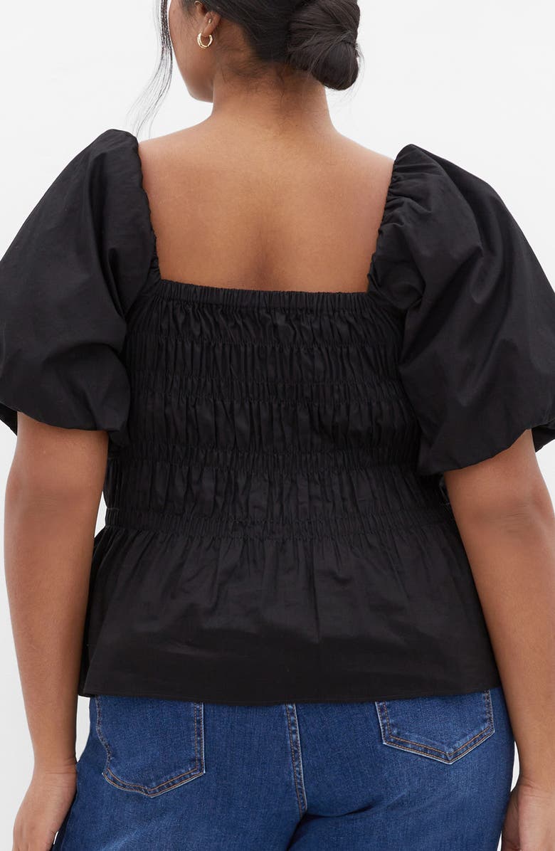City Chic Blaire Smocked Peplum Top, Alternate, color, Black