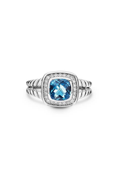 Petite Albion® Diamond Halo Cushion Ring